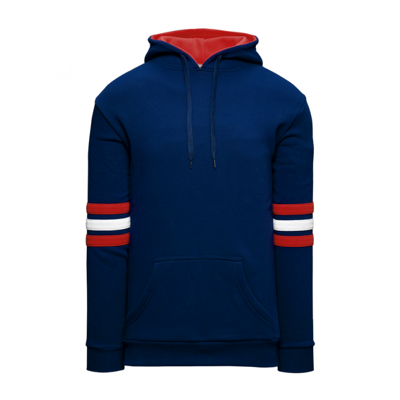 Athletic Knit (AK) A3050A-764 Navy/Red/White 3-Stripe Adult Cotton Hooded Sweatshirt