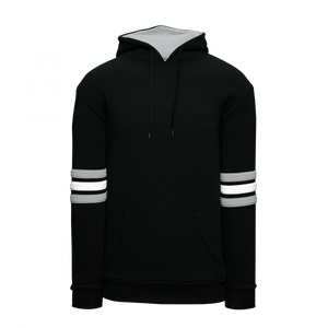 Athletic Knit (AK) A3050A-918 Black/Grey/White 3-Stripe Adult Cotton Hooded Sweatshirt