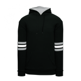 Athletic Knit (AK) A3050A-918 Black/Grey/White 3-Stripe Adult Cotton Hooded Sweatshirt