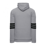 Athletic Knit (AK) A3050A-920 Heather Grey/Black 3-Stripe Adult Cotton Hooded Sweatshirt