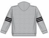 Athletic Knit (AK) A3050Y-920 Heather Grey/Black 3-Stripe Youth Cotton Hooded Sweatshirt