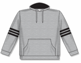 Athletic Knit (AK) A3050A-920 Heather Grey/Black 3-Stripe Adult Cotton Hooded Sweatshirt