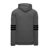 Athletic Knit (AK) A3050Y-930 Heather Charcoal/Black 3-Stripe Youth Cotton Hooded Sweatshirt