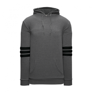 Athletic Knit (AK) A3050Y-930 Heather Charcoal/Black 3-Stripe Youth Cotton Hooded Sweatshirt