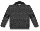 Athletic Knit (AK) A3050A-930 Heather Charcoal/Black 3-Stripe Adult Cotton Hooded Sweatshirt