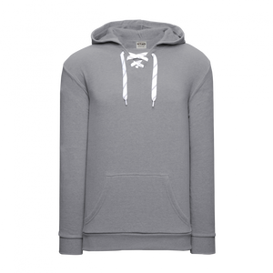 Athletic Knit (AK) A3087A-020 Heather Grey Adult Apparel Cotton Skate Lace Hooded Sweatshirt