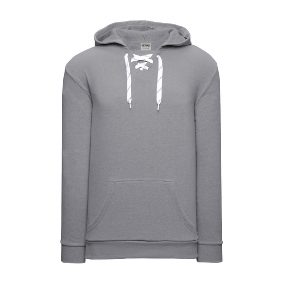 Athletic Knit (AK) A3087A-020 Heather Grey Adult Apparel Cotton Skate Lace Hooded Sweatshirt