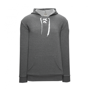 Athletic Knit (AK) A3087Y-021 Heather Charcoal Youth Apparel Cotton Skate Lace Hooded Sweatshirt