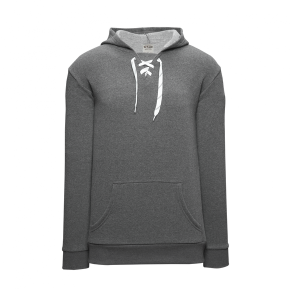 Athletic Knit (AK) A3087A-021 Heather Charcoal Adult Apparel Cotton Skate Lace Hooded Sweatshirt