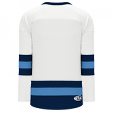 Athletic Knit (AK) H6500Y-474 Youth White/Navy/Sky Blue League Hockey Jersey - PSH Sports