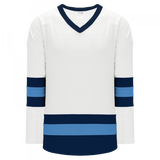 Athletic Knit (AK) H6500Y-474 Youth White/Navy/Sky Blue League Hockey Jersey - PSH Sports