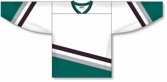 Athletic Knit (AK) Custom H550BKA-ANA639BK Pro Series - Adult Knitted Anaheim Mighty Ducks White Hockey Jersey