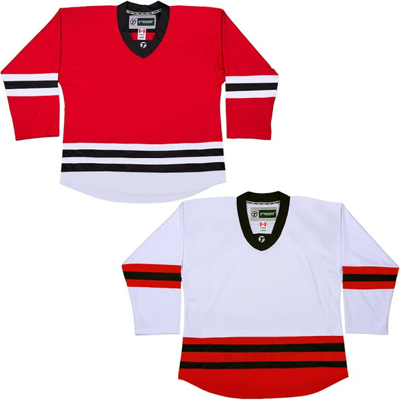 Durable TronX DJ300 Chicago Blackhawks Replica Hockey Jersey - Flo-knit V-Neck