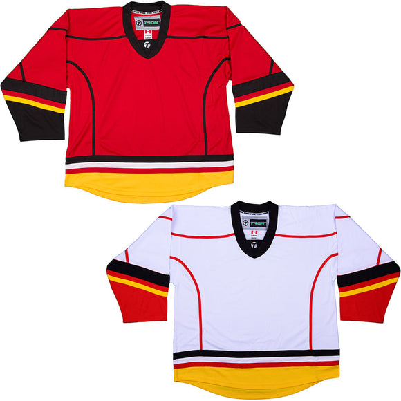 TronX DJ300 Calgary Flames Replica Hockey Jersey - Durable Flo-Knit Design