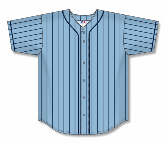 Athletic Knit (AK) Custom ZBA71-BA2404 Powder Blue with Navy Pinstripes Sublimated Baseball Jersey