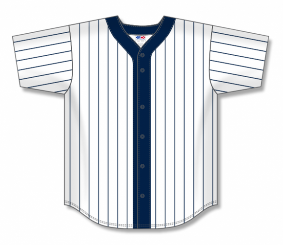 Athletic Knit (AK) Custom ZBA71-DET6024 Detroit Tigers White with Navy Pinstripes Sublimated Baseball Jersey
