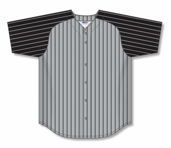 Athletic Knit (AK) Custom ZBA72-BA2405 Grey Pinstripe Baseball Jersey