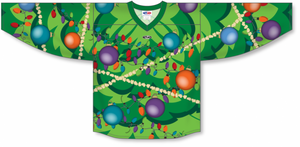 Athletic Knit (AK) Custom ZH101-CHR2402 Green Christmas Tree Sublimated Hockey Jersey