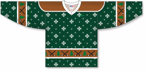 Athletic Knit (AK) Custom ZH101-CHR2404 Dark Green Christmas Sweater Sublimated Hockey Jersey