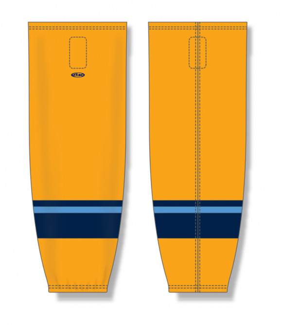 Athletic Knit (AK) Custom ZH711-ATG2008 2020 Atlanta Gladiators Gold Sublimated Mesh Ice Hockey Socks