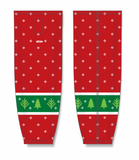 Athletic Knit (AK) Custom ZH711-CHR2405 Red Christmas Sweater Sublimated Mesh Ice Hockey Socks