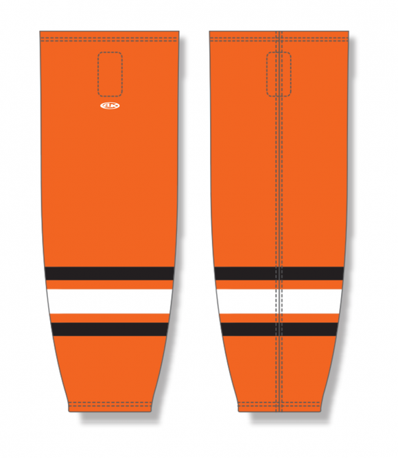 Athletic Knit (AK) Custom ZH711-FWK2021 2020 Fort Wayne Komets Alternate Orange Sublimated Mesh Ice Hockey Socks