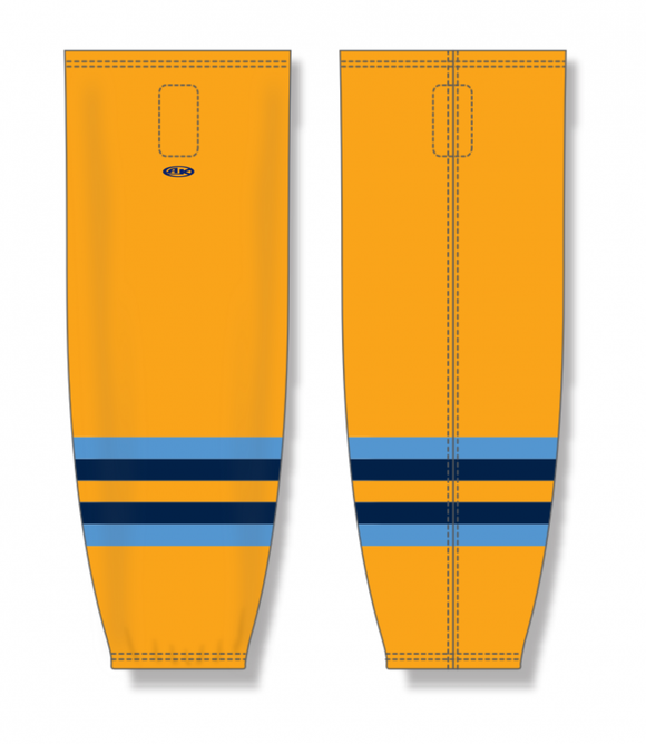 Athletic Knit (AK) Custom ZH711-TOL2065 2020 Toledo Walleye Alternate Gold Sublimated Mesh Ice Hockey Socks