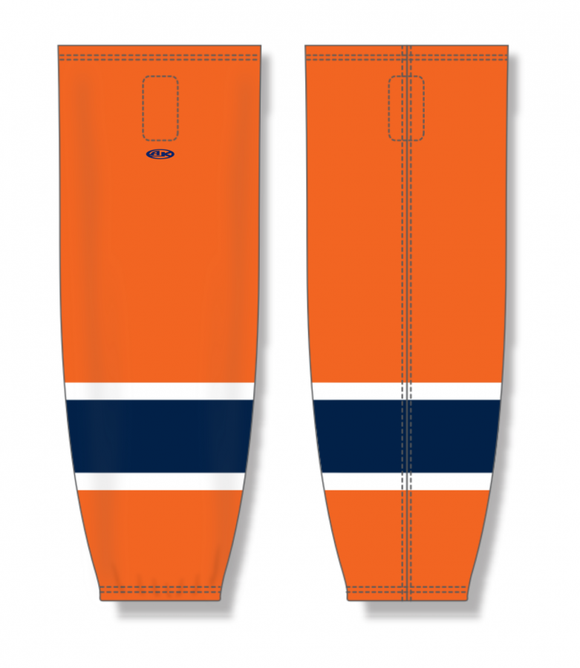 Athletic Knit (AK) Custom ZH711-WOR2082 2020 Worcester Railers Alternate Orange Sublimated Mesh Ice Hockey Socks