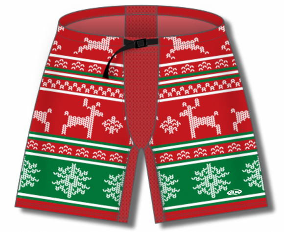 Athletic Knit (AK) ZH901-CHR2403 Red Ugly Christmas Sweater Sublimated Ice Hockey Pant Shell