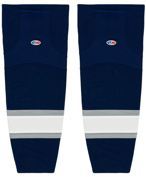 Athletic Knit (AK) HS2100-370 2002 Edmonton Oilers Third Navy Mesh Ice Hockey Socks - PSH Sports