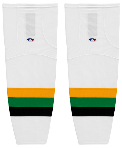Athletic Knit (AK) HS2100-407 Minnesota North Stars White with Black Stripe Mesh Ice Hockey Socks - PSH Sports