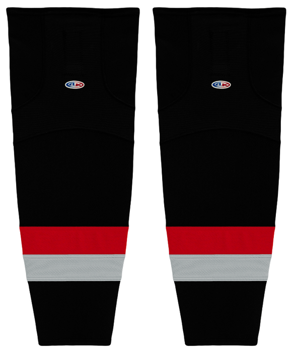 Athletic Knit (AK) HS2100-529 Carolina Hurricanes Third Black Mesh Ice Hockey Socks