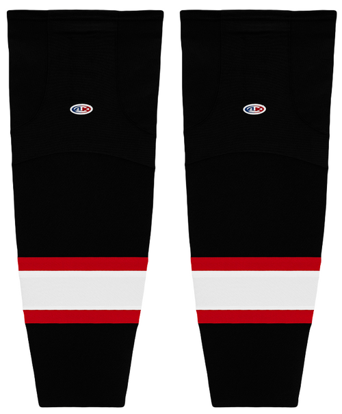 Athletic Knit (AK) HS2100-536 Ottawa Senators Black with White Stripe Mesh Ice Hockey Socks - PSH Sports