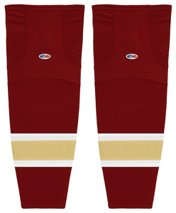 Athletic Knit (AK) HS2100-542 AV Red/White/Vegas Gold Mesh Ice Hockey Socks