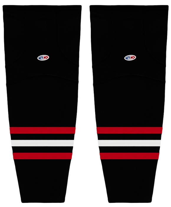 Athletic Knit (AK) HS2100-614 Red Deer Rebels Black Mesh Ice Hockey Socks