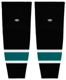 Athletic Knit (AK) HS2100-634 2008 San Jose Sharks Third Black Mesh Ice Hockey Socks