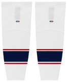 Athletic Knit (AK) HS2100-689 2017 Columbus Blue Jackets White Mesh Ice Hockey Socks