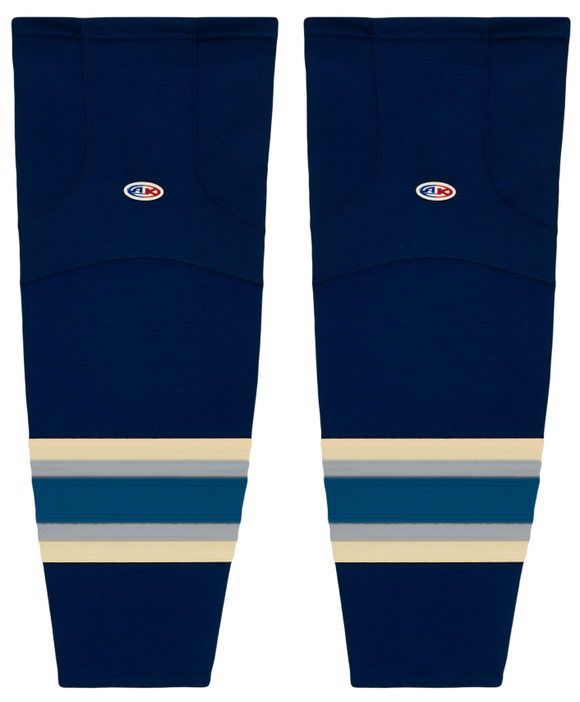 Athletic Knit (AK) HS2100-892 2010 Columbus Blue Jackets Third Navy Mesh Ice Hockey Socks