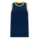 Athletic Knit (AK) B1710A-273 Adult Michigan Wolverines Navy Pro Basketball Jersey