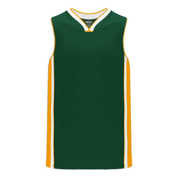 Athletic Knit (AK) B1715A-439 Adult Dark Green/Gold/White Pro Basketball Jersey