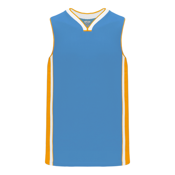 Athletic Knit (AK) B1715A-473 Adult Sky Blue/Gold/White Pro Basketball Jersey
