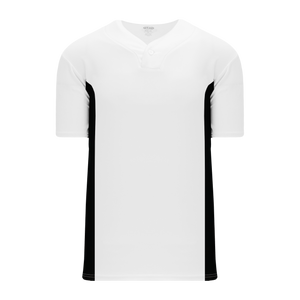 Athletic Knit (AK) BA1343Y-222 Youth White/Black One-Button Baseball Jersey