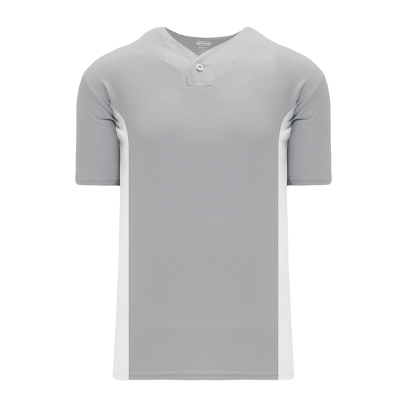 Athletic Knit (AK) BA1343A-245 Adult Grey/White One-Button Baseball Jersey