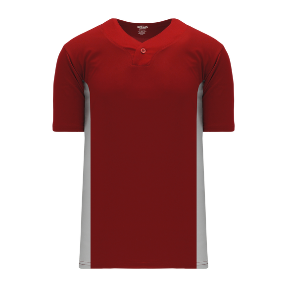 Athletic Knit (AK) BA1343A-246 Adult AV Red/Grey One-Button Baseball Jersey