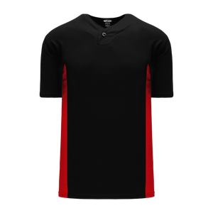 Athletic Knit (AK) BA1343A-249 Adult Black/Red One-Button Baseball Jersey