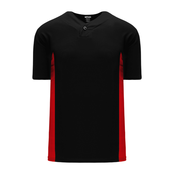 Athletic Knit (AK) BA1343Y-249 Youth Black/Red One-Button Baseball Jersey