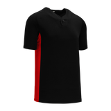 Athletic Knit (AK) BA1343A-249 Adult Black/Red One-Button Baseball Jersey