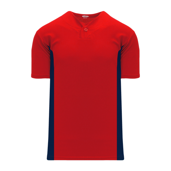 Athletic Knit (AK) BA1343Y-268 Youth Red/Navy One-Button Baseball Jersey