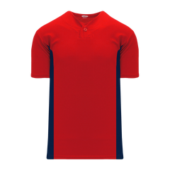 Athletic Knit (AK) BA1343Y-268 Youth Red/Navy One-Button Baseball Jersey - CLOSEOUT