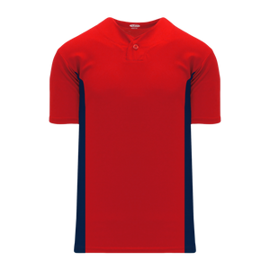 Athletic Knit (AK) BA1343A-268 Adult Red/Navy One-Button Baseball Jersey